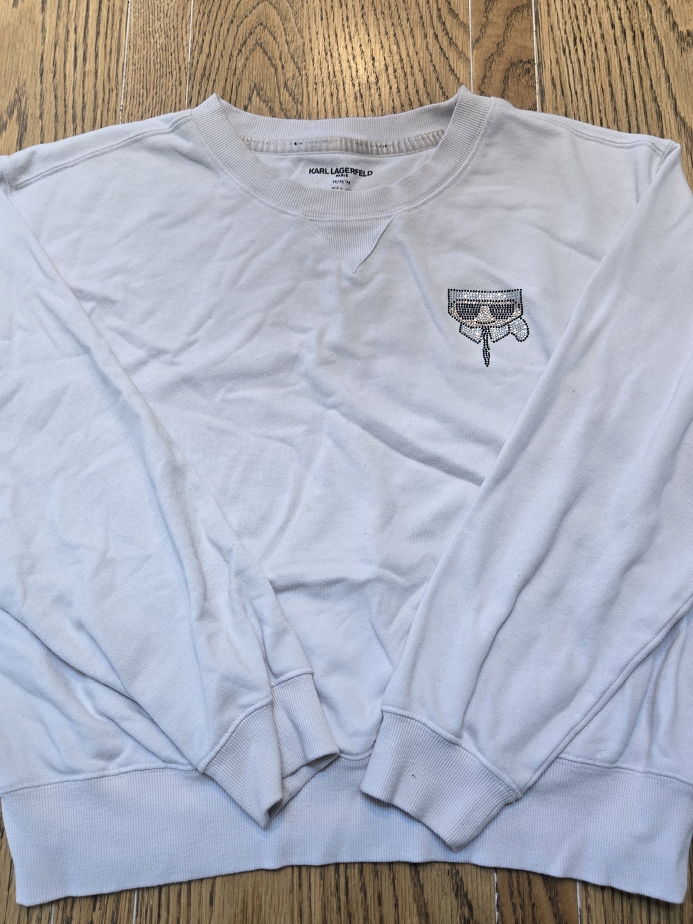 Karl Lagerfeld Pale Blue Crewneck Sweatshirt with Embroidered Icon